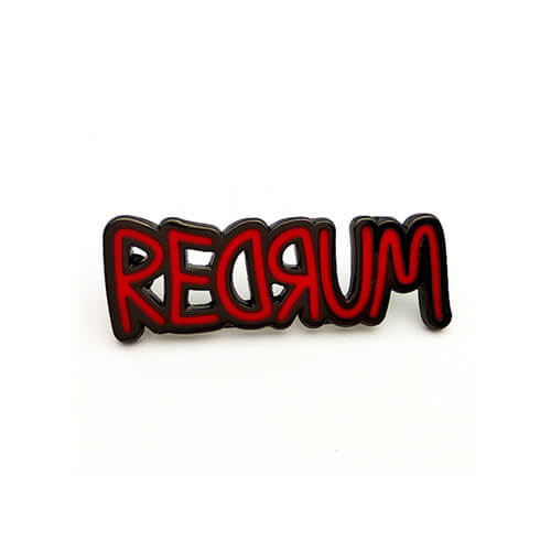 custom black metal finish red enamel name plate brooches pin manufacturers wholesale personalized logo badges for clothing vendors
